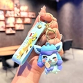 Cute blue Pikachu cartoon keychain featuring 3D figure and matching silicone wrist strap - B496-4 Aquamarine / Large