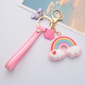 Portachiavi arcobaleno rosa con cinturino in silicone e moschettone dorato - Arcobaleno Conchiglia