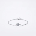 Elegant S925 sterling silver beaded bracelet with square clear zircon and adjustable clasp - 925 Silver / Silver