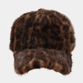 Gorra de béisbol de felpa con estampado de leopardo y piel sintética para invierno - Leopardo Oscuro (Color 2)