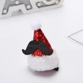 Pinza para el pelo con gorro de Navidad rojo de lentejuelas y detalle de barba brillante - Clip de Sombrero con Bigote / Rojo