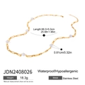 Detailed technical drawing of a gold pearl necklace with 66cm length and 0.81cm pearl size - Gold Style (JDN2408026)