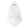 Detail of 6-layer white cotton muslin gauze baby hooded towel with quilted texture - White
