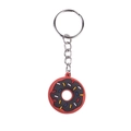 Donut-Schlüsselanhänger aus PVC in Rot und Schwarz mit bunten Streifen und Metallring - Stil ttq-6