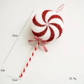 33cm rood-witte glitter zuurstok lolly kerstboomversiering met strik detail - 24-Grote Snoep Glitter Ornament