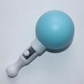 Blue glow stick with heart shape and white handle including a power switch button - Round Sand Ball Wand Blue