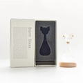 Cat-shaped storm glass weather predictor on wood base with elegant white gift box - Transparent Egyptian Cat Ordinary Gift Box