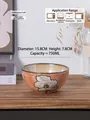 Japanese retro ceramic bowl with orange glaze, white floral pattern, 750ml capacity - GK Orange