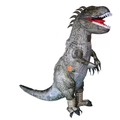 Gray inflatable T-Rex dinosaur costume with fan, realistic scale texture for Halloween party - Bazelgeuse / One Size