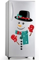 Christmas snowman fridge magnet with black top hat and red green striped scarf sticker - Snowman-4