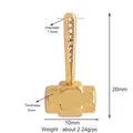 Golden rectangular bar pendant with white gemstones and precise dimensions 20x10mm - Gold Zirconia T-Shape Accessory