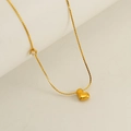 Golden titanium steel necklace with smooth heart pendant and zircon side stone detail - Letter L