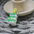Christmas tree soft rubber keychain pendant with yellow star and metal ring accessory - Small Christmas Soft Glue Keychain Cedar Tree