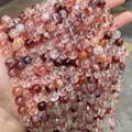 Perles rondes en cristal de quartz rouge naturel pour bijoux DIY et bracelets - Quartz Hématonïde Rouge Naturel