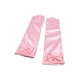 Gants de princesse roses en satin pour filles avec nœud papillon et détail perle - Rose Avec Perles