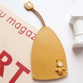 Cute yellow leather key case protector featuring a cartoon rabbit with heart detail - Rabbit - Yellow