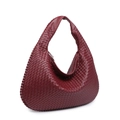 Burgundy woven leather hobo shoulder bag with classic Intrecciato style craftsmanship - Burgundy