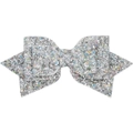 Glitzernde silberne Schleife Strohhalm Deko mit bunten Pailletten für Trinkbecher - Haarclip / Silber