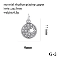 Rhodium-plated copper star pendant with white micro-zircon inlays for DIY jewelry - Hollow Star/G-2
