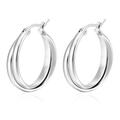 Minimalist double hoop intertwined stainless steel earrings with polished silver finish - Silver