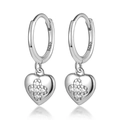 Polished S925 sterling silver hoop earrings with heart charms and white zircon - Style 4 (Heart Flower Cluster Silver)