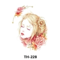 Waterproof temporary tattoo featuring a blonde woman with pink roses and golden chains - Th-228 / 210*148mm