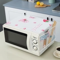Waterproof microwave dust cover with cute pink bear pattern and side storage pockets - Microwave Cover-Pink Bunny