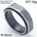 Anello esagonale in acciaio inossidabile nero ossidato larghezza 8mm stile industriale - Stile Dado Nero Ossidato