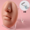 Piercing de nariz en forma de L de acero inoxidable con bola de cristal AB iridiscente - 0.8x7x3mm / Forma L AB Irisado