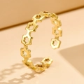 Bague ouverte minimaliste en or avec étoiles évidées et design réglable - Doré