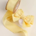 Ruban à volants jaune pâle en rouleau avec nœud décoratif assorti pour les loisirs créatifs - 2,5 CM (10 Yards/Rouleau) / Jaune Lait