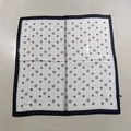 Elegant square scarf featuring black and white paisley patterns with contrast borders - Black-edged Floral Square Scarf / 65