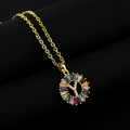 Rainbow letter Y pendant necklace with colorful zircons and gold chain for women - Gold Plated Rainbow Zirconia Letter Y