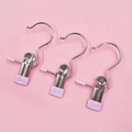 Set of 3 stainless steel laundry clips with light purple non-slip grips on pink background - Set of 3 / Pink