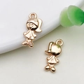 Golden cartoon girl charm pendant for DIY bracelets and necklaces jewelry making - 1 Piece/Pack (7.5x15.5mm)