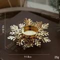 Portavelas de copo de nieve dorado de metal para decoración navideña 11,9x10,5cm - Estilo Copo de Nieve / Dorado