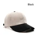 Corduroy baseball cap with cream crown and black brim in a stylish contrast design - Black