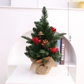30cm mini tabletop Christmas tree with berries, pine cones and burlap base decoration - 30cm / Bell Red Berry Style