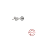 Minimalist S925 sterling silver snake cartilage stud earring with flat back piercing - Platinum Single #4