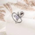 Pendiente de estrella de metal con piedra preciosa púrpura cuadrada y cierre de rosca - Pieza Única / Azul y Púrpura