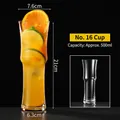500ml tall transparent glass cup with ribbed design for juice and cocktails - Style 16 Juice Glass