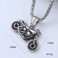Macro shot of vintage motorcycle pendant in stainless steel with exact measurements - Motorcycle Style