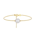 14K vergulde S925 sterling zilveren armband met natuurlijke parel en verfijnde kralenketting - 14K Goud Italiaanse Stijl Enkele Parel Armband (GPB35-14K)