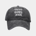 Retro-gewaschene anthrazitgraue Baseballkappe mit christlicher Stickerei für Damen - Schwarz