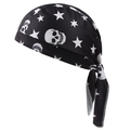 Ademende zwarte bandana met schedel en sterren print voor buitensport en fitness - Stijl 2 (Witte Sterren Schedel)