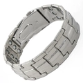 Silver metallic magnetic link bracelet featuring vintage dragon pattern and magnetic elements - Classic Three-Row - Silver
