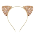 Kids' cat ear headband with colorful sequins and fine candy-colored glitter finish - Gold