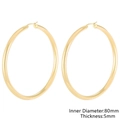 Chunky 80mm gold titanium steel hoop earrings with 5mm thickness for women - Gold Inner Diameter 80mm Thickness 5mm (KE105503-LO)