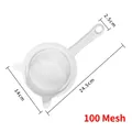 White 100 mesh kitchen strainer with 14cm diameter and long handle for soy milk filtering - Cat Ears Style / 100 Mesh