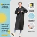 Charcoal black thickened long EVA raincoat for adults with elastic cuffs and travel pouch - Charcoal Black